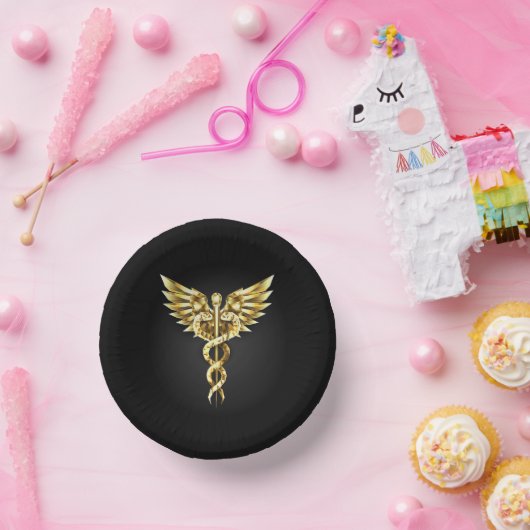 Gouden veelhoekig symbool Caduceus Papieren Kommen (Feest)