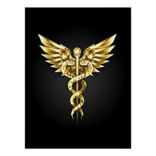 Gouden veelhoekig symbool Caduceus Perfect Poster