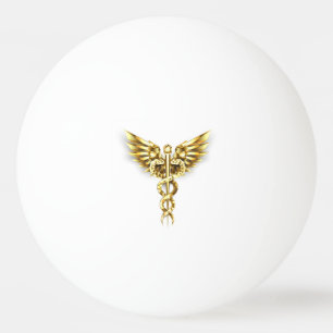 Gouden veelhoekig symbool Caduceus Pingpongballen