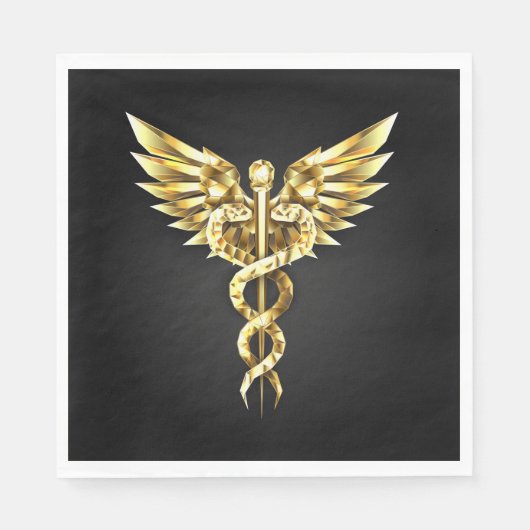 Gouden veelhoekig symbool Caduceus Servet (Voorkant)