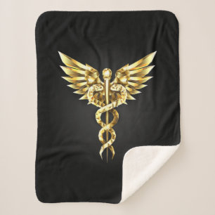 Gouden veelhoekig symbool Caduceus Sherpa Deken
