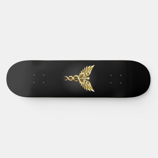 Gouden veelhoekig symbool Caduceus Skateboard (Horizontaal)