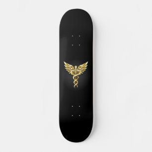 Gouden veelhoekig symbool Caduceus Skateboard