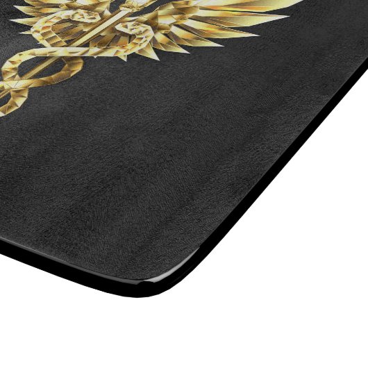 Gouden veelhoekig symbool Caduceus Snijplank (Hoek)