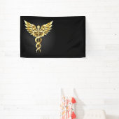 Gouden veelhoekig symbool Caduceus Spandoek (Insitu)