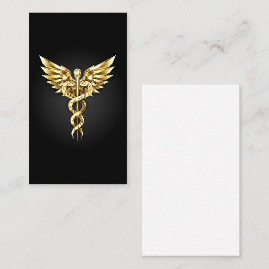 Gouden veelhoekig symbool Caduceus Visitekaartje (Voorkant / Achterkant)