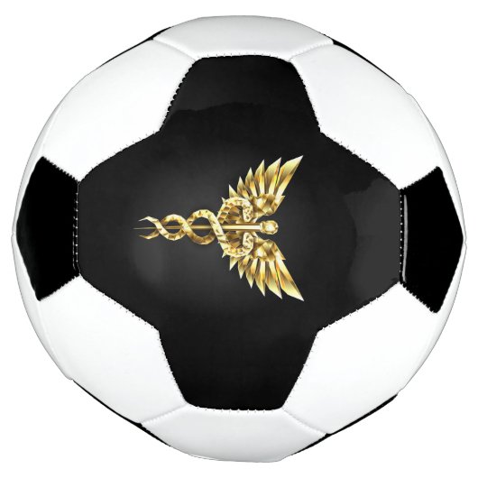 Gouden veelhoekig symbool Caduceus Voetbal (Gedraaid)