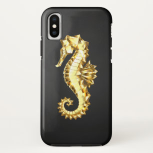 Gouden veelhoekig zeepaardje iPhone x hoesje
