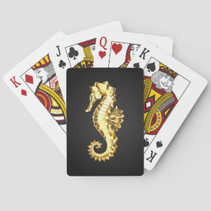 Gouden veelhoekig zeepaardje pokerkaarten