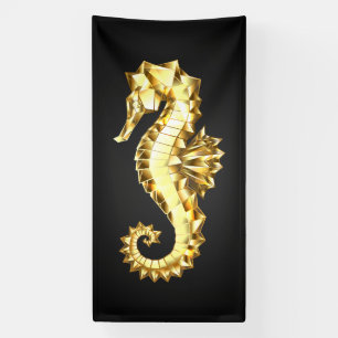 Gouden veelhoekig zeepaardje spandoek