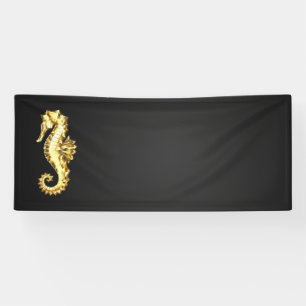 Gouden veelhoekig zeepaardje spandoek