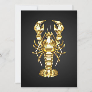 Gouden veelhoekige kreeftenkreeft op zwart save the date