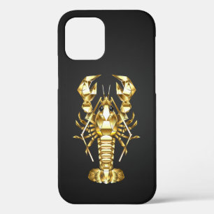 Gouden veelhoekige rivierkreeft op zwart iPhone 12 pro hoesje