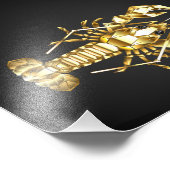 Gouden veelhoekige rivierkreeft op zwart foto afdruk (Hoek)