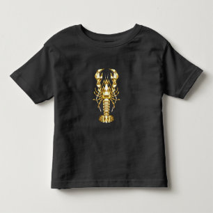 Gouden veelhoekige rivierkreeft op zwart kinder shirts