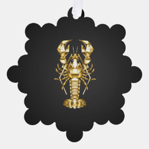 Gouden veelhoekige rivierkreeft op zwart ornament kaart