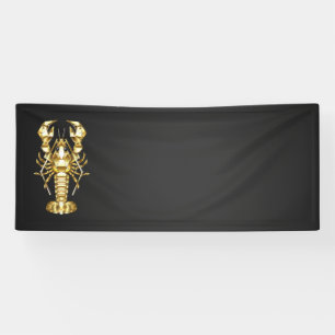 Gouden veelhoekige rivierkreeft op zwart spandoek
