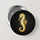 Gouden Veelhoekige Zeepaard Ronde Button 7,6 Cm (Voorkant /achterkant)