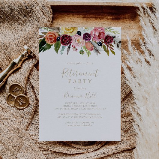 Gouden veren Boho Tropische Pensioen Partij Kaart