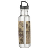 Gouden veren Glitter Zebra Print Monogram Waterfles (Achterkant)