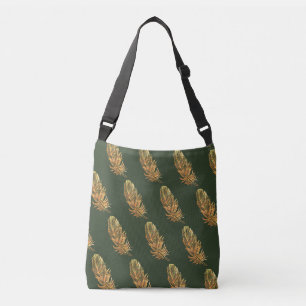 Gouden veren Groene Gift TagTote Bag Crossbody Tas