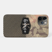 Gouden veren met Gouden Strepen Monogram Case-Mate iPhone Case (Achterkant (horizontaal))