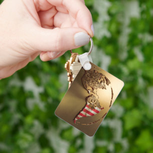 Gouden Verenigde Staten Kaart #2 Sleutelhanger