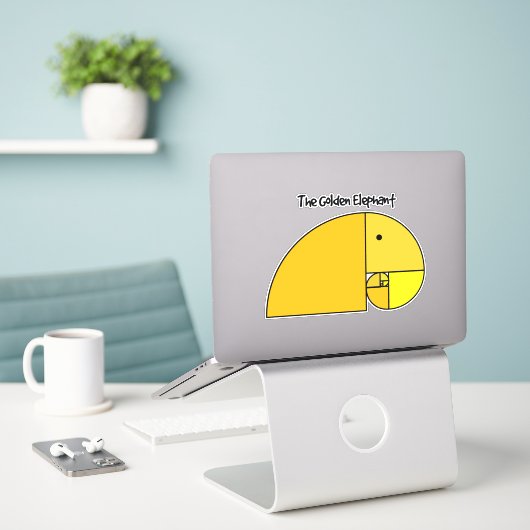 Gouden Verhouding Olifant Fibonacci Sticker (Laptop op bureau)