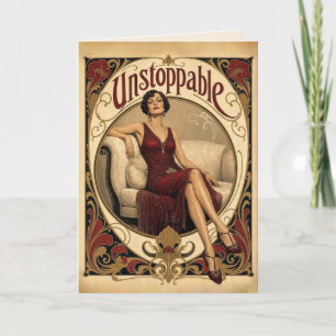 Gouden Verjaardag Bevallige Vrouw in Art Nouveau S Kaart