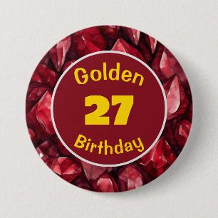 Gouden Verjaardag Juli Birthstone Custom Button