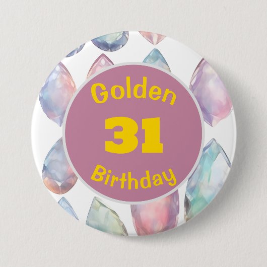 Gouden Verjaardag Oktober Birthstone Custom Button (Voorkant)