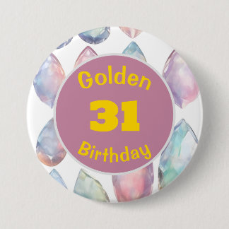 Gouden Verjaardag Oktober Birthstone Custom Button