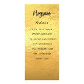 Gouden verjaardagsprogramma dinerkaart reclamekaart (Voorkant)