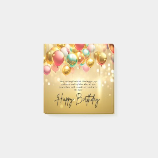 Gouden verjaardagswensen post-it® notes (Voorkant)