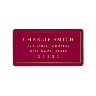 Gouden verlooprand bordeaux retouradres etiket