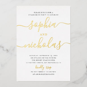 Gouden verlovingsfeest Elegante minimalistische Folie Uitnodiging