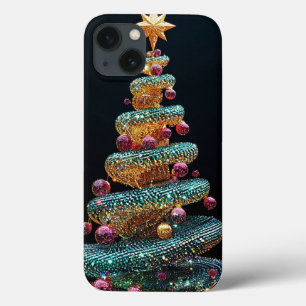 Gouden versierde kerstboom feestelijke stijl iPhone 13 hoesje