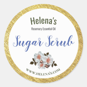 Gouden versiering op witte suiker scrub producteti ronde sticker