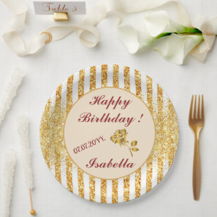 Gouden Verticale Glitter Boho Strepen Collectie Papieren Bordje