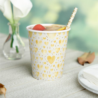 Gouden Vertroosting Aquarel Harten & Glitters Papieren Bekers