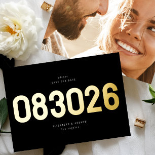 Gouden Vet Typografie Foto Huwelijk Save the Dates Folie Uitnodiging