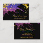 *~* Gouden Vetgedrukte Abstracte Paarse Waterverf  Visitekaartje (Voorkant / Achterkant)
