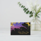 *~* Gouden Vetgedrukte Abstracte Paarse Waterverf  Visitekaartje (Staand voorkant)