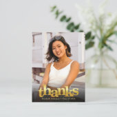 Gouden vette typografie afstuderen foto dank u briefkaart (Staand voorkant)