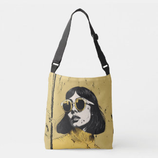 Gouden Vibes Retro Portret Canvas tas
