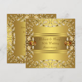 Gouden Victoriaanse Bloemen Goud 50ste Verjaardag Kaart (Voorkant / Achterkant)