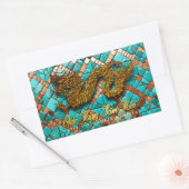 Gouden Vietnamese Drakenjaar 2024 Mozaïek RecS Rechthoekige Sticker (Envelop)