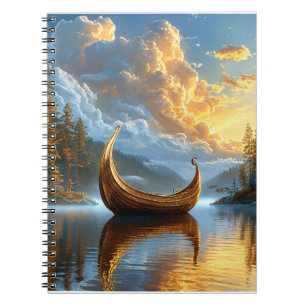 Gouden Viking-geïnspireerde boot rustend op het my Notitieboek