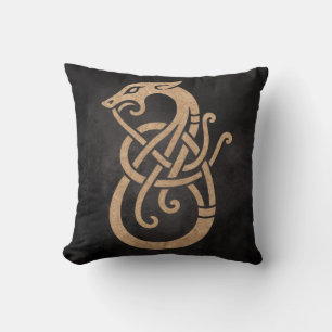 Gouden Viking Serpent Knoop Symbool Kussen