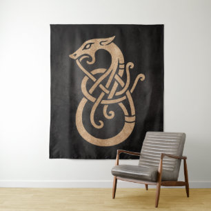 Gouden Viking Serpent Knoop Symbool Wandkleed